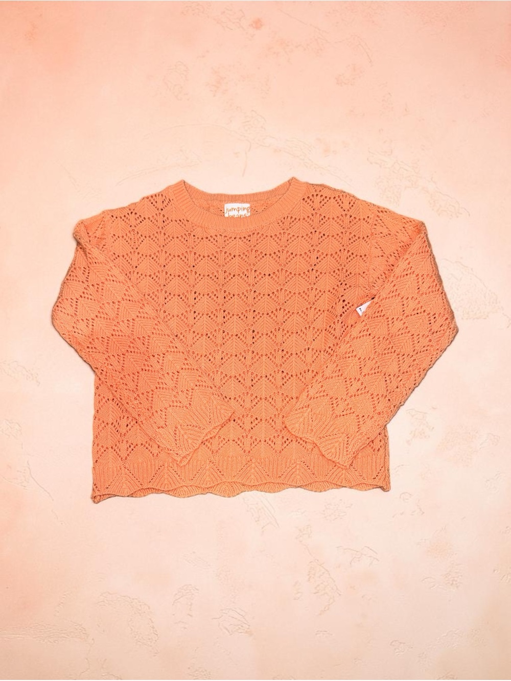 jumping beans Orange Sherbert  Pointelle Crewneck Sweater NEW (7)